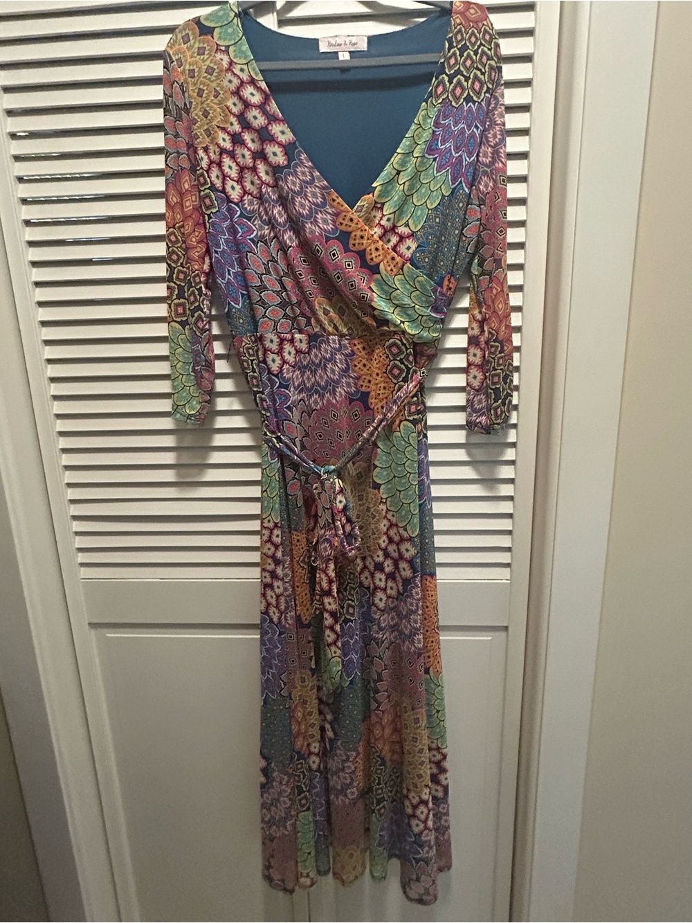 Vibrant Multi-Color Wrap Maxi Dress with Self-Tie Waist